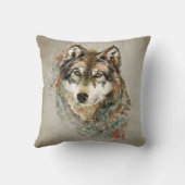 ファームハウスウルフアニマル自然ウォールアートプリント クッション (裏面)