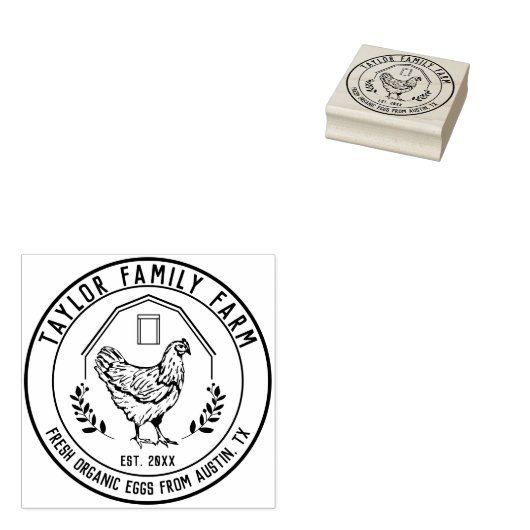 ファームハウスエッグズファミリーファームヴィンテージラウンドチキン ラバースタンプ (押印)