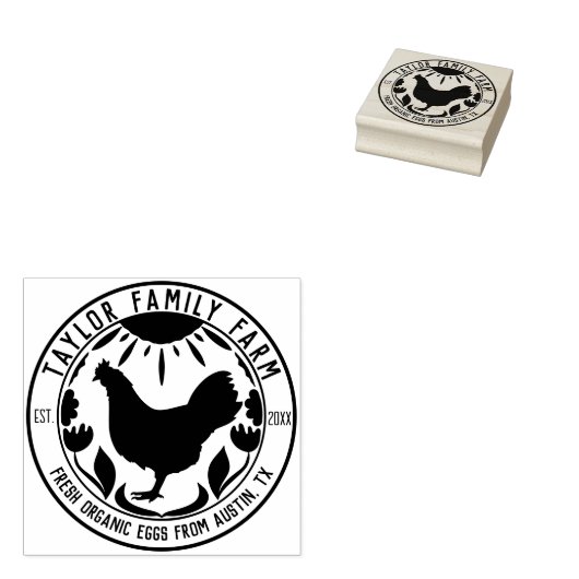 ファームハウスエッグズファミリーファーム素朴ラウンドチキン ラバースタンプ (押印)