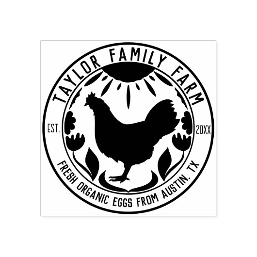 ファームハウスエッグズファミリーファーム素朴ラウンドチキン ラバースタンプ (インプリント)