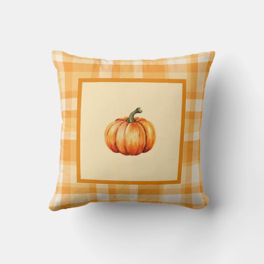 ファームハウスオレンジカボンプキンプレイド秋ホームデコール クッション (裏面)