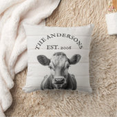 ファームハウスカウウッドルックパーソナライズされた クッション (ブランケット)