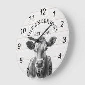 ファームハウスカウウパーソナライズされたウッド ラージ壁時計 (傾斜)