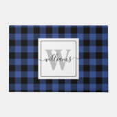 ファームハウスカスタムファミリーネームブルーバッファロープレイド ドアマット (正面)