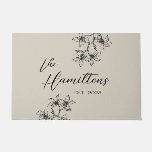 ファームハウスカスタムフローラベージュ ドアマット (正面)