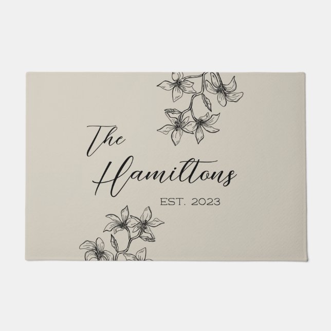 ファームハウスカスタムフローラベージュ ドアマット (正面)