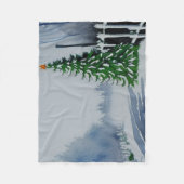 ファームハウスカントリークリスマスウォーターカラー フリースブランケット (正面)