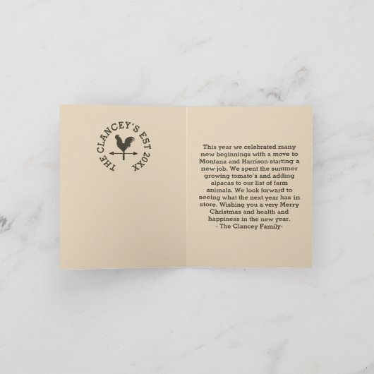 ファームハウスカントリークリスマスカスタムメッセージ シーズンカード (内部)