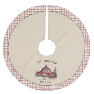 ファームハウスカントリークリスマスカスタム ブラッシュドポリエステルツリースカート