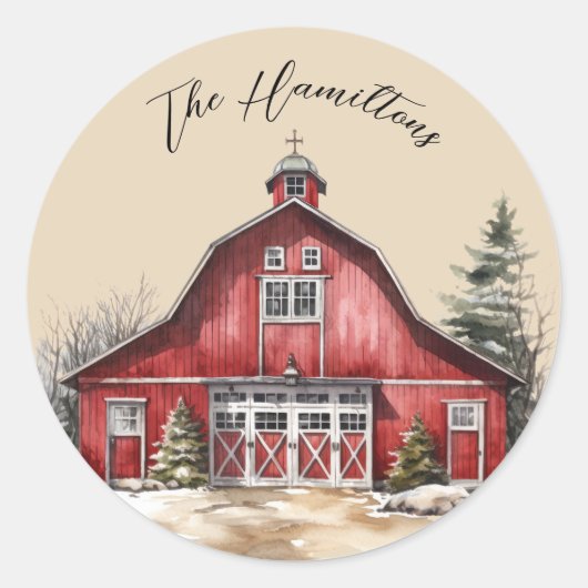ファームハウスカントリークリスマスカスタム ラウンドシール (正面)