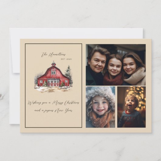 ファームハウスカントリークリスマススリーフォト シーズンカード (正面)