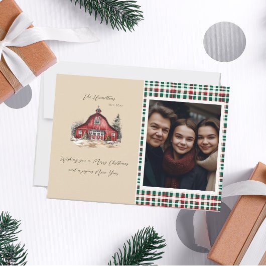 ファームハウスカントリークリスマスワンフォト シーズンカード