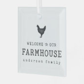 ファームハウスカントリーチキンへようこそ素朴 ガラスオーナメント (正面左)