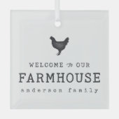 ファームハウスカントリーチキンへようこそ素朴 ガラスオーナメント (正面)