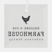 ファームハウスカントリーチキンへようこそ素朴 ガラスオーナメント (裏面)