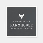 ファームハウスカントリーチキンへようこそ素朴 スタンダードカクテルナプキン (正面)