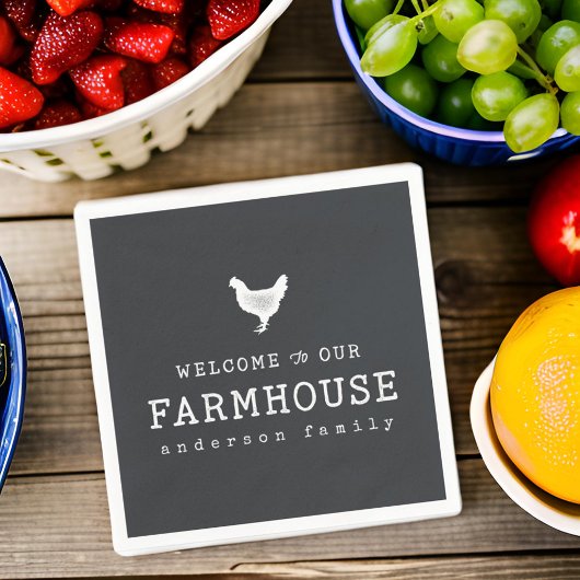 ファームハウスカントリーチキンへようこそ素朴 スタンダードカクテルナプキン