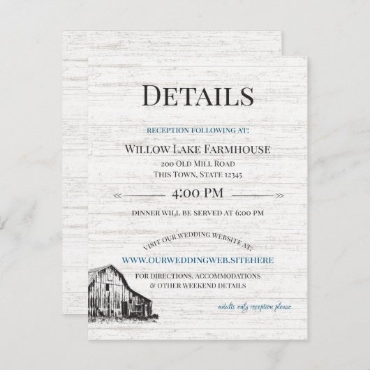 ファームハウスカントリーバーンスケッチ詳細インフォエンクロス エンクロージャーカード (正面/裏面)