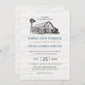 ファームハウスカントリーバーンスケッチ 招待状 (正面/裏面)