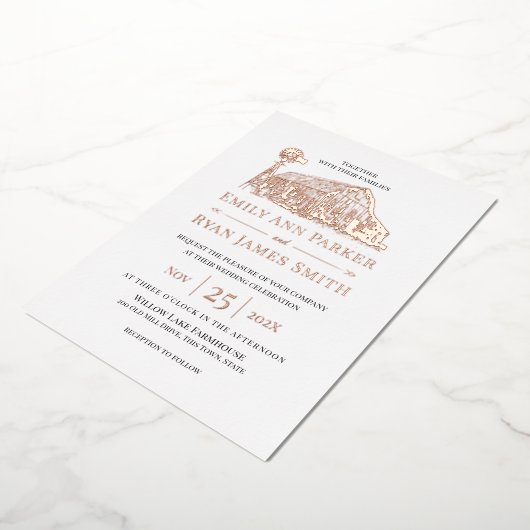 ファームハウスカントリーバーン 箔招待状 (回転した状態)