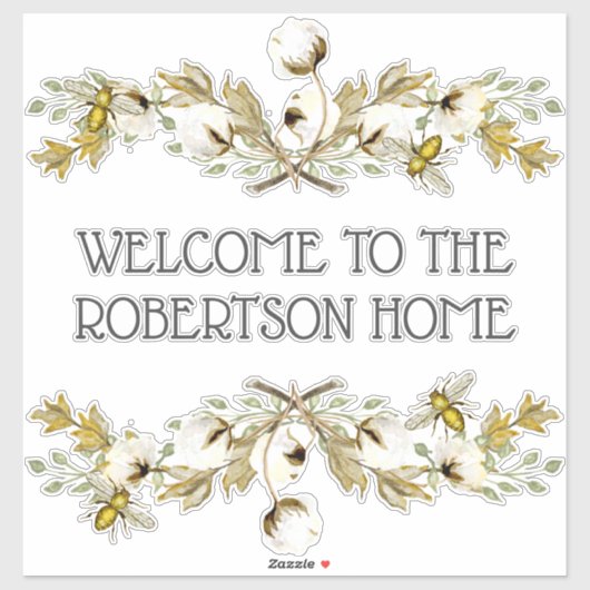 ファームハウスカントリービーウィコットンウェルカムファミリー名 シール (シート)