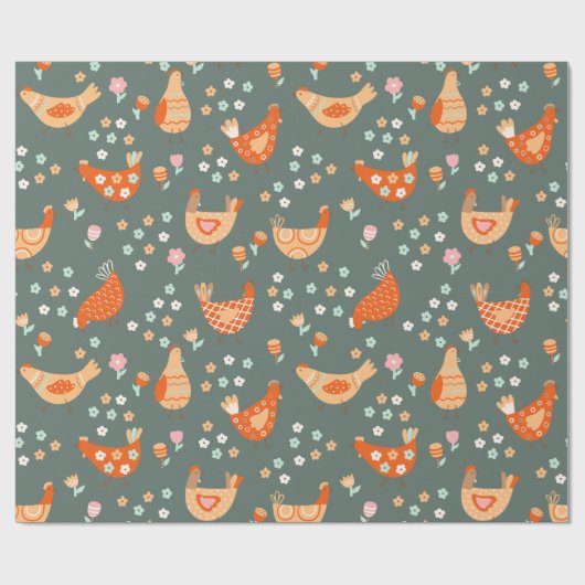 ファームハウスカントリーフォークアート ラッピングペーパー (フラット)