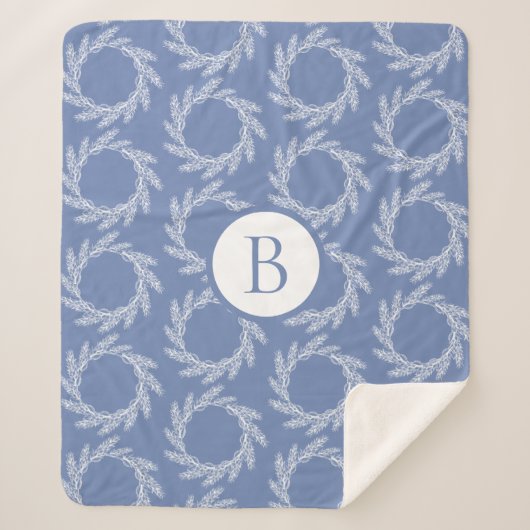 ファームハウスカントリーホワイトウィートリース |モノグラム シェルパブランケット (正面)