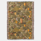 ファームハウスキノコ刺繍は毛布のように見える スローブランケット (正面縦)