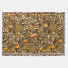 ファームハウスキノコ刺繍は毛布のように見える スローブランケット