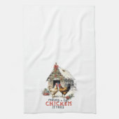 ファームハウスキュートおもしろいチキンクリスマス キッチンタオル (縦)