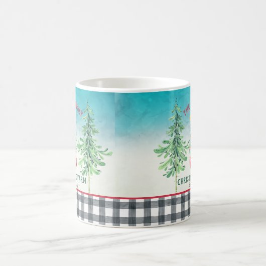 ファームハウスクパーソナライズされたリスマスツリートラックファーム コーヒーマグカップ (中央)