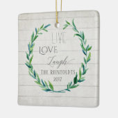 ファームハウスクリスマスウォーターカラーリースw写真 セラミックオーナメント (左)