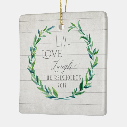 ファームハウスクリスマスウォーターカラーリースw写真 セラミックオーナメント (左)