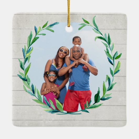 ファームハウスクリスマスウォーターカラーリースw写真 セラミックオーナメント (裏面)