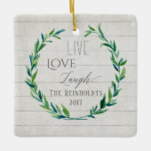 ファームハウスクリスマスウォーターカラーリースw写真 セラミックオーナメント (正面)