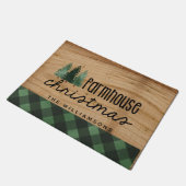 ファームハウスクリスマスウッドプレイドファミリー名 ドアマット (アングル)