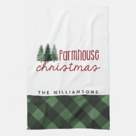 ファームハウスクリスマスカントリープレイドファミリー名 キッチンタオル