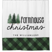 ファームハウスクリスマスカントリープレイドファミリー名 シャワーカーテン (正面)