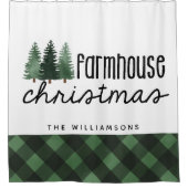 ファームハウスクリスマスカントリープレイドファミリー名 シャワーカーテン (正面)