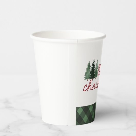 ファームハウスクリスマスグリーンプレイドホリデー 紙コップ (右)