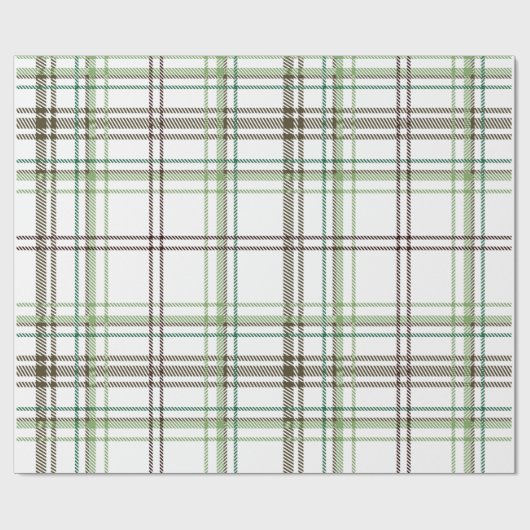 ファームハウスクリスマスグリーン&レッドプレイド ラッピングペーパー (フラット)