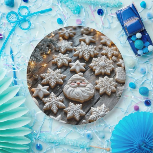 ファームハウスクリスマスシュガークッキーOn Wood ペーパープレート (パーティー)