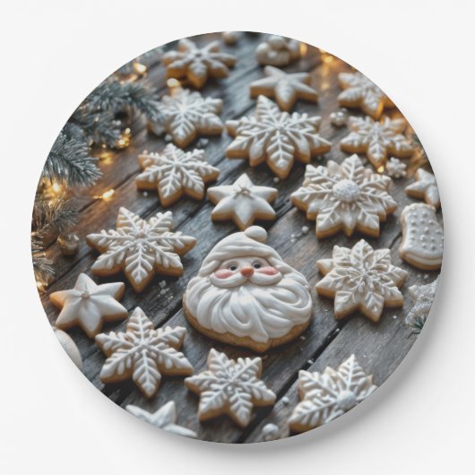 ファームハウスクリスマスシュガークッキーOn Wood ペーパープレート (正面)