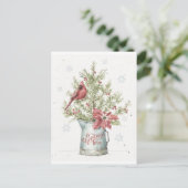 ファームハウスクリスマスツリーと(鳥)ショウジョウコウカンチョウ シーズンポストカード (スタンド正面)