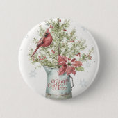 ファームハウスクリスマスツリーと（鳥）ショウジョウコウカンチョウ 缶バッジ (正面)