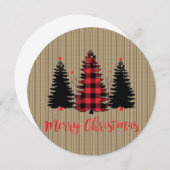 ファームハウスクリスマスツリートリオラウンドホリデーカード (正面/裏面)