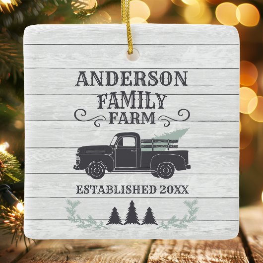 ファームハウスクリスマスツリーファミリーファームパーソナライズされた セラミックオーナメント