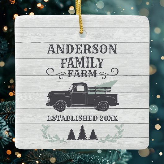 ファームハウスクリスマスツリーファミリーファームパーソナライズされた セラミックオーナメント