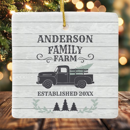 ファームハウスクリスマスツリーファミリーファームパーソナライズされた セラミックオーナメント