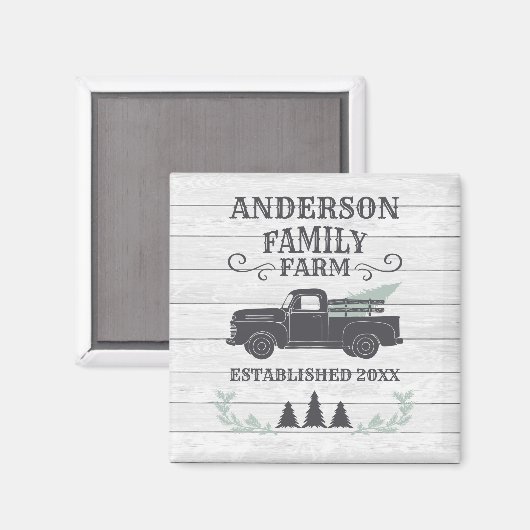 ファームハウスクリスマスツリーファミリーファームパーソナライズされた マグネット (正面/裏面)